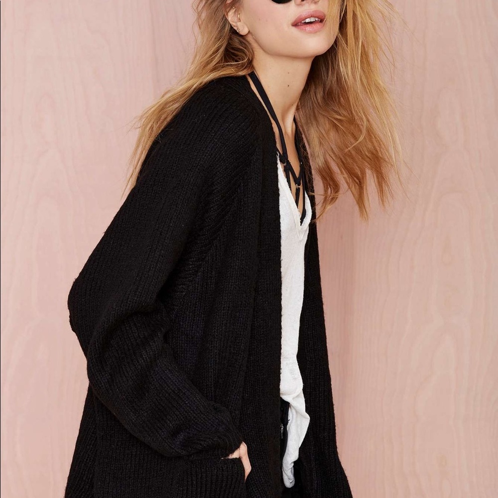 Rare UNIF hole cardigan oversized black knit